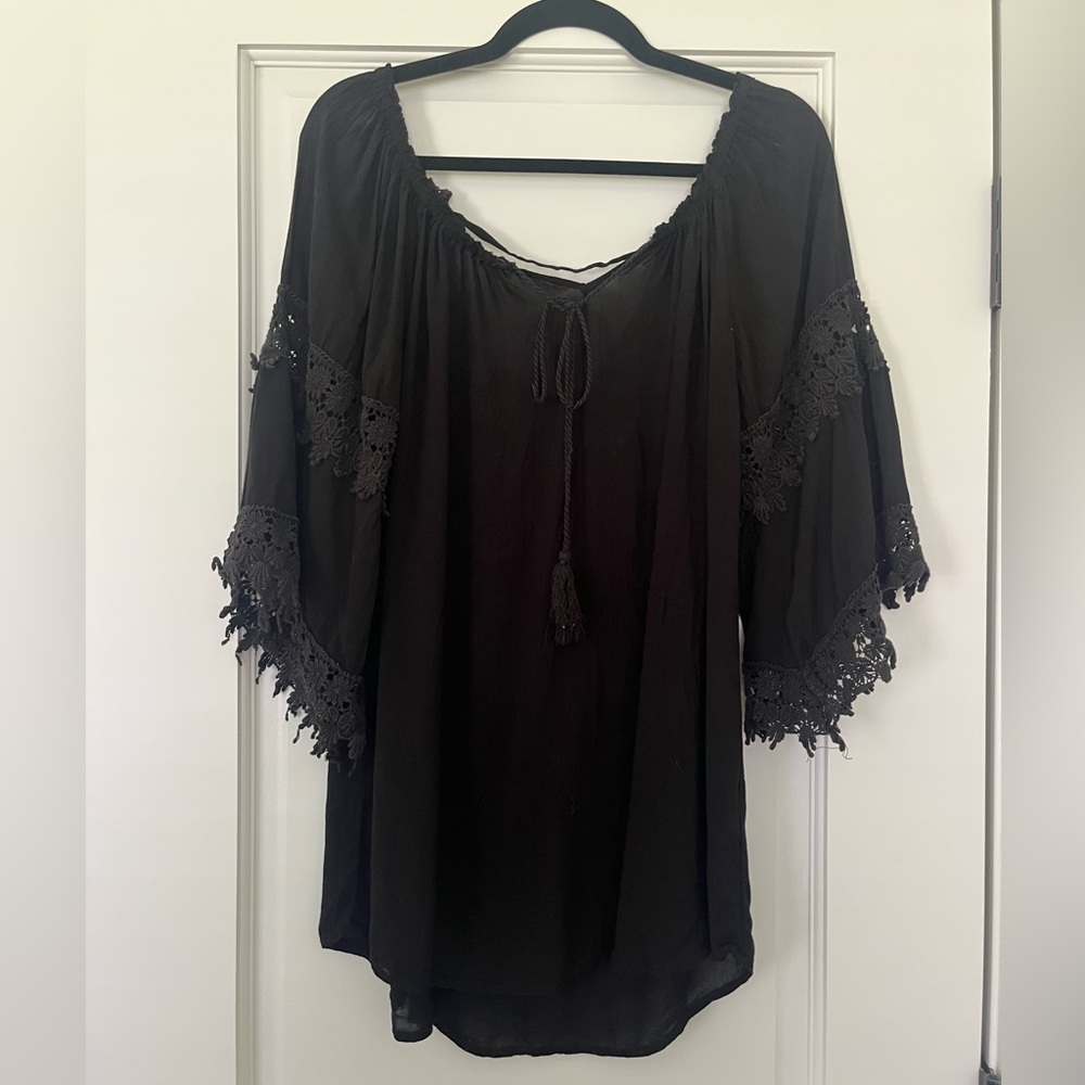 Surf Gypsy Black Lace Trim Women's Coverup